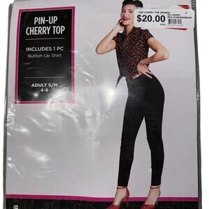 Vintage Pin-Up Cherry Top 1950 Style Womens Blouse Size Sm/Med Adult Costume NEW